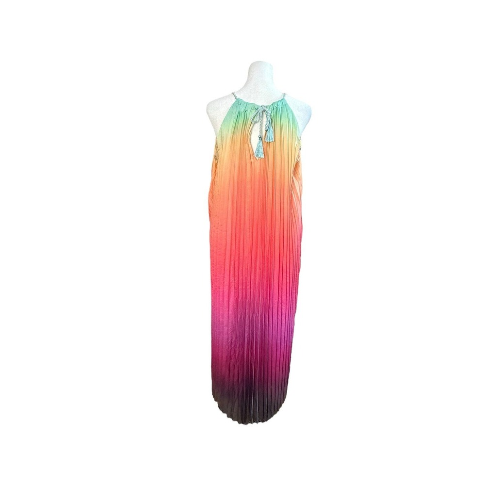 Wedding Guest Dress Women S Pleated Maxi Colorful Maximalist Resort Vacation - Picture 6 of 10